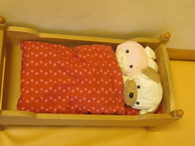 ぬいぐるみを寝かせる